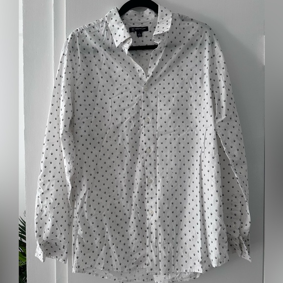 INC International Concepts Slim Fit Mini Skull Button-down Shirt - Picture 1 of 5